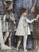 Andrea Mantegna Freskenzyklus in der Camera degli Sposi im Palazzo Ducale in Mantua, Szene: Zusammentreffen von Herzog Ludovico Gonzaga mit Kardinal Francesco Gonzaga oil on canvas